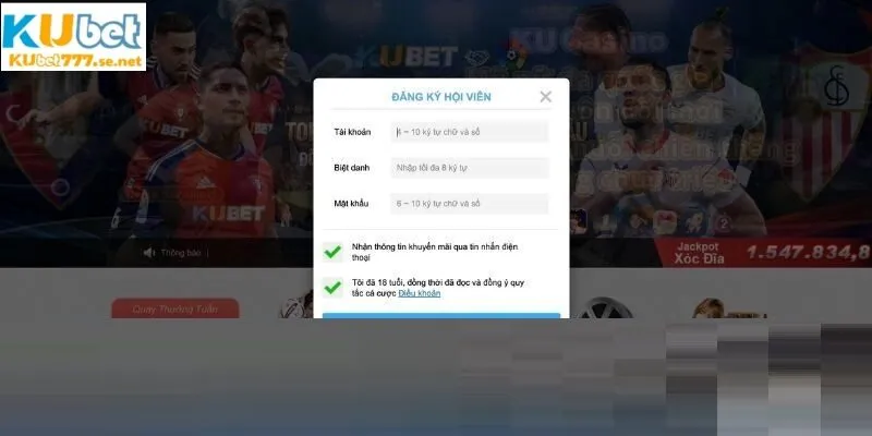 Truy cập vào nhà cái và lựa chọn đăng ký KUBET777